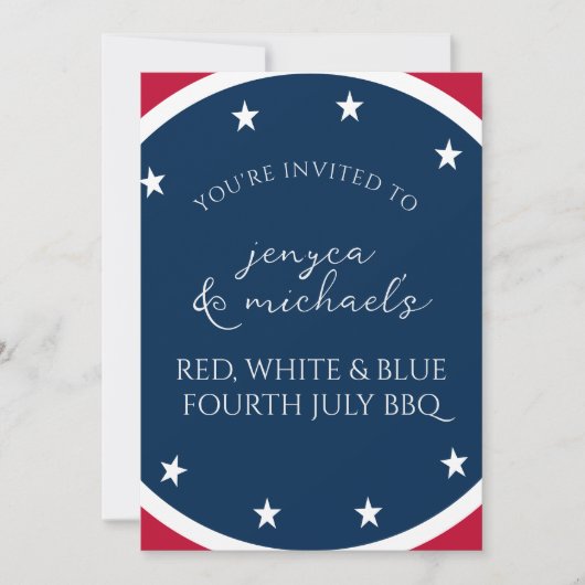 Rood Wit en Blauw Sterren Patriottisch 4 juli BBQ Kaart (Voorkant)
