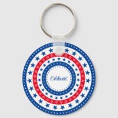 Rood, wit en blauw sterren vieren sleutelhanger (Voorkant)