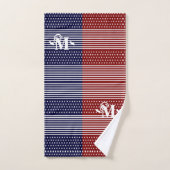Rood Wit en Blauw Thema Sterren & Strepen Monogram Bad Handdoek (Handdoek)