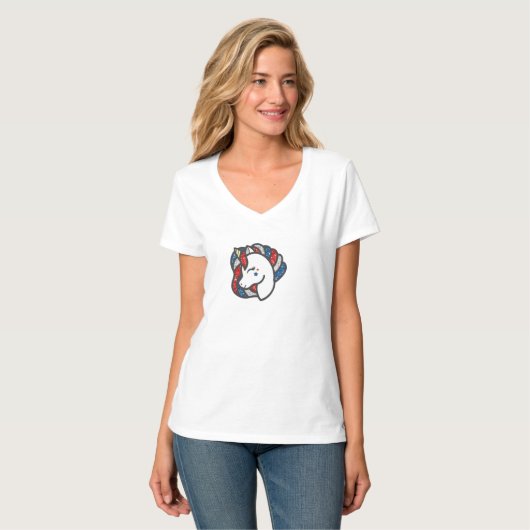 Rood wit en blauw unicorn t-shirt (Voorkant volledig)