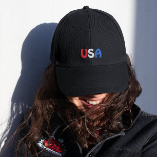 Rood Wit en Blauw USA Zwart Pet