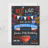 Rood Wit en Blauw Verjaardag BBQ uitnodiging (Voorkant)