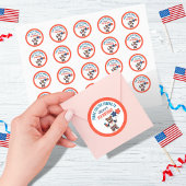 Rood Wit en Blauw Verjaardag Dank u Favor Ronde Sticker