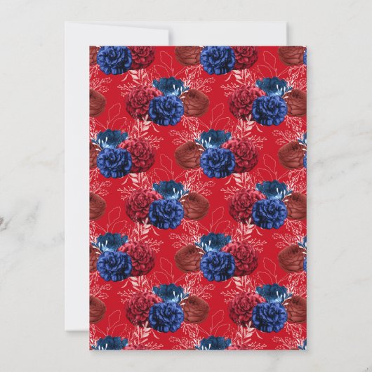 Rood wit en blauw vier juli koppels shower kaart (Achterkant)