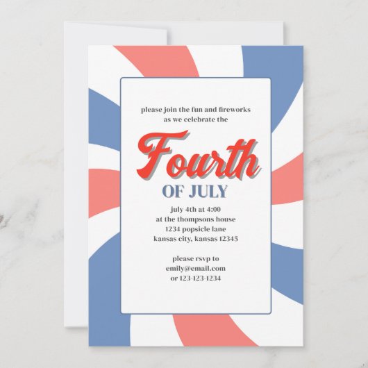 Rood wit en blauw Vierde juli Kaart (Voorkant)