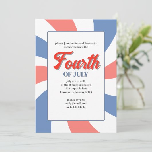 Rood wit en blauw Vierde juli Kaart (Staand voorkant)