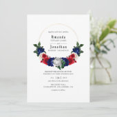 Rood Wit en Blauw Vierde Juli Wedding Kaart (Staand voorkant)