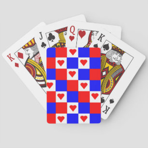 Rood, wit en blauw vierkant met rood hart pokerkaarten