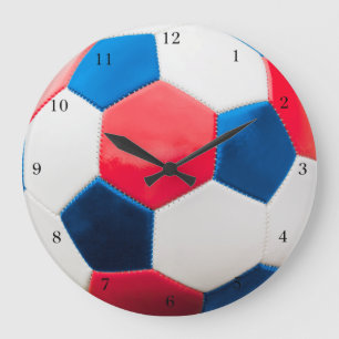Rood wit en blauw voetbal grote klok