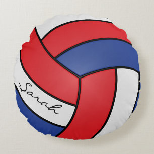 Rood, wit en blauw volleybal DIY-naam Rond Kussen