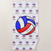Rood, wit en blauw volleybal strandlaken (Voorkant)