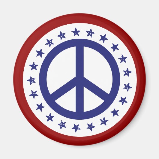 Rood Wit en Blauw Vredesbord en Sterren Magneet (Voorkant)