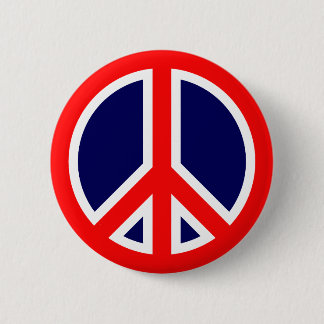 Rood, wit en blauw vredesteken ronde button 5,7 cm