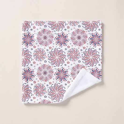 Rood wit en blauw vuurwerk en sterren bad handdoek (Wasdoekje)