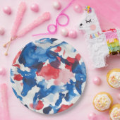 Rood Wit en Blauw Waterverf Abstract Bord (Feest)