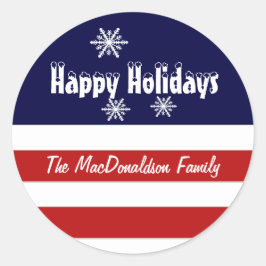 Rood wit en blauw Xmas feestdagen Ronde Sticker