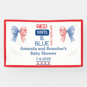 Rood Wit en Blauwe 4 Juli Baby Shower Spandoek