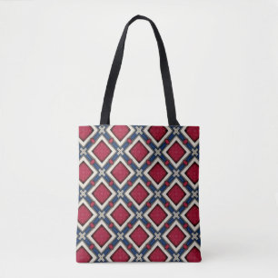 Rood Wit en Blauwe Diamant Patroon Draagtas