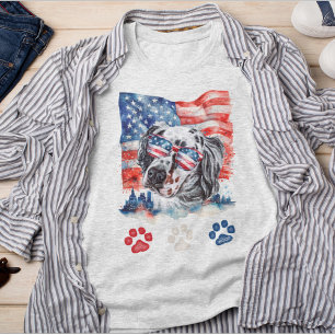 Rood Wit en Blauwe Engelse Setter Hond 4 juli T-shirt