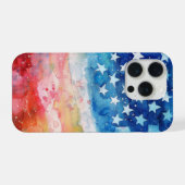 Rood Wit en Blauwe Waterverf Amerikaanse Vlag iPhone Hoesje (Achterkant horizontaal)