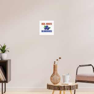 Rood, wit en bosbessen poster