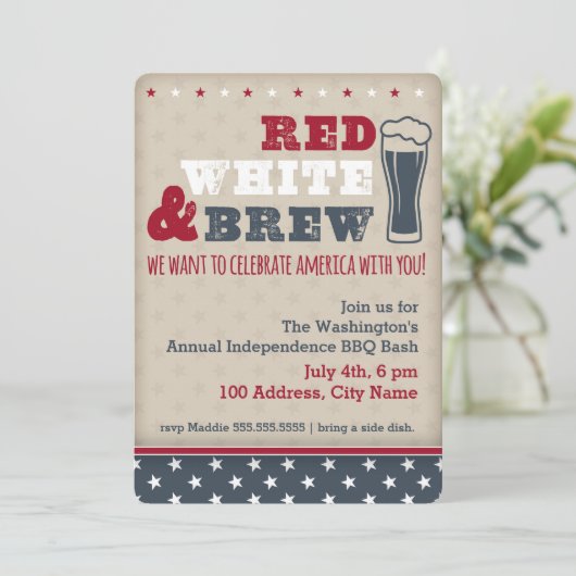 Rood, wit en brew kaart (Staand voorkant)