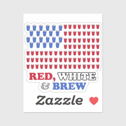 Rood wit en Brew Sticker (Vel)