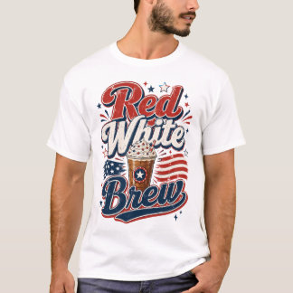 Rood Wit En Brouw Funny Patriottisch Coffee T-shir T-shirt