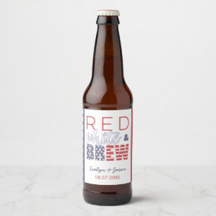 Rood Wit En Brouw USA Achtertuin BBQ Bruiloftsfees Bier Etiket
