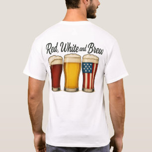 Rood Wit en Brouwen Bier Amerikaanse Vlag Graphic T-shirt