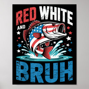 Rood Wit En Bruh Grappig Patriottisch Vissen 4e Ju Poster