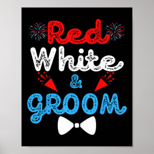 Rood wit en bruidegom grappig huwelijksfeest 4 jul poster