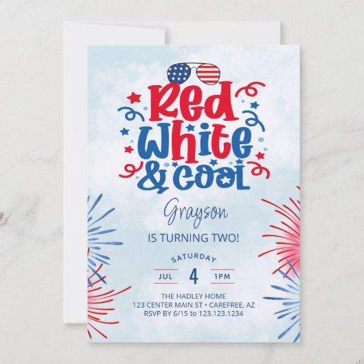 Rood wit en cool feest kaart (Voorkant)