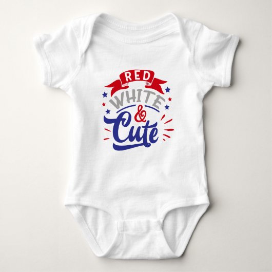 Rood wit en Cute Patriotic Baby Bodysuit (Voorkant)