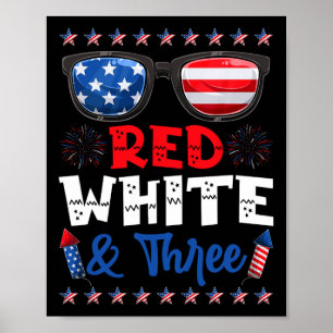 Rood wit en drie 3e verjaardag Amerikaanse vlag Poster
