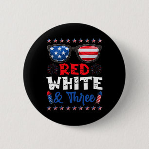 Rood wit en drie 3e verjaardag Amerikaanse vlag Ronde Button 5,7 Cm