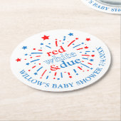 Rood Wit en Due Baby shower Papier Onderzetters (Gebogen)