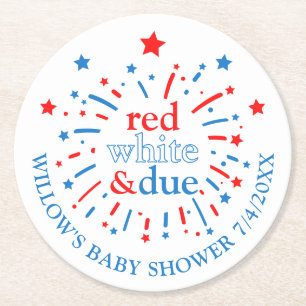 Rood Wit en Due Baby shower Papier Onderzetters