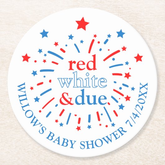 Rood Wit en Due Baby shower Papier Onderzetters (Voorkant)