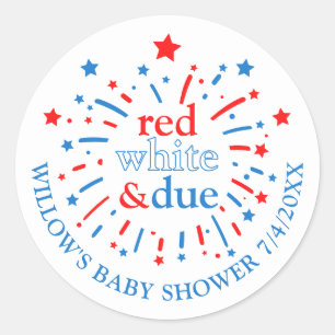 Rood wit en Due Baby shower Stickers