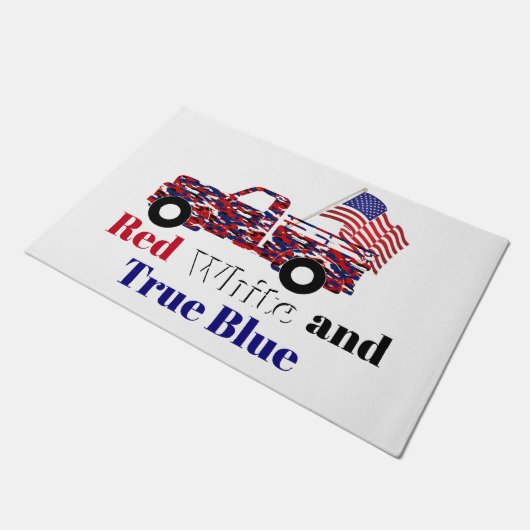 Rood wit en echt blauw deurmat (Schuin)