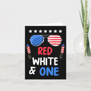 Rood wit en een 1e verjaardag 4 juli Indepen Kaart