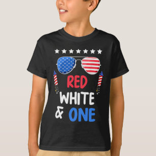 Rood wit en een 1e verjaardag 4 juli Indepen T-shirt