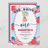 Rood wit en een patriottisch Schattige meisje 1e v Kaart (Voorkant / Achterkant)