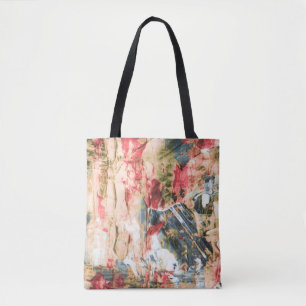 Rood wit en geel abstract schilderij draagtas