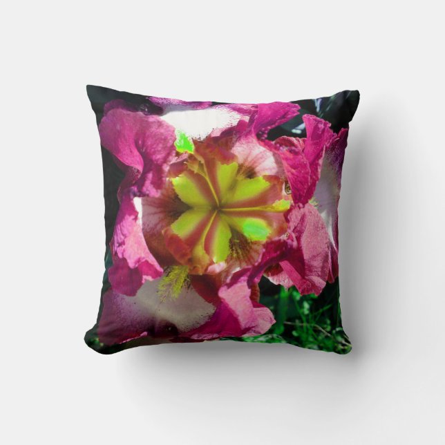 Rood, wit en geel Iris Bloemkussen Kussen (Voorkant)