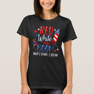 Rood wit en gezoem wanneer ik bang ik Vuurwerk 4t T-shirt
