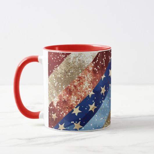 Rood Wit en Goud Americana Custom Mok (Links)