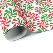 Rood wit en groen draaiend Snoep patroon Cadeaupapier (Rol Hoek)