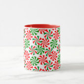 Rood wit en groen draaiend Snoep patroon Mok (Midden)